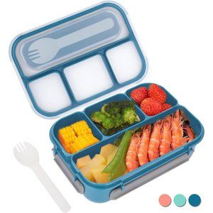 Bento Box Lunch Box, Toddler/Kids/Adults, 1300ml-4 Compartments&Fork, Leak-Proof